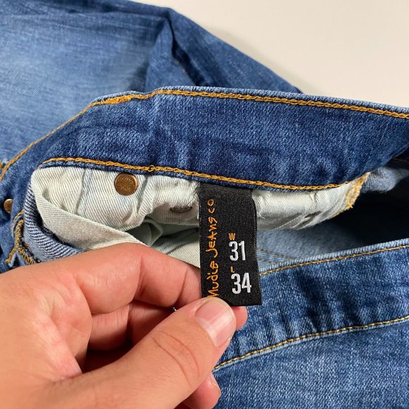 Nudie Jeans Grim Tim Dark Crispy Worn Slim jeans mens size 28x32 - Picture 4 of 9